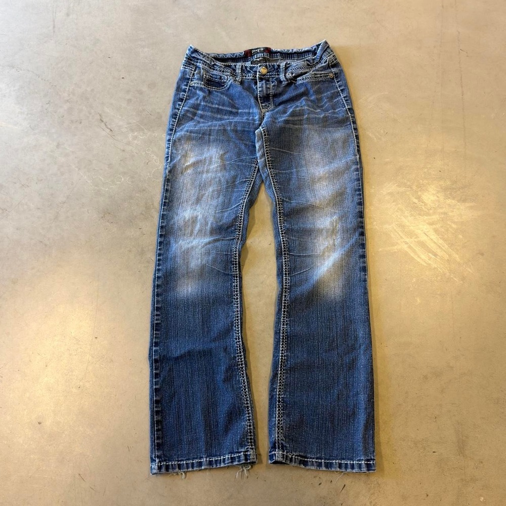Vintage Y2K low rise women's dark Wash faded bootcut jeans